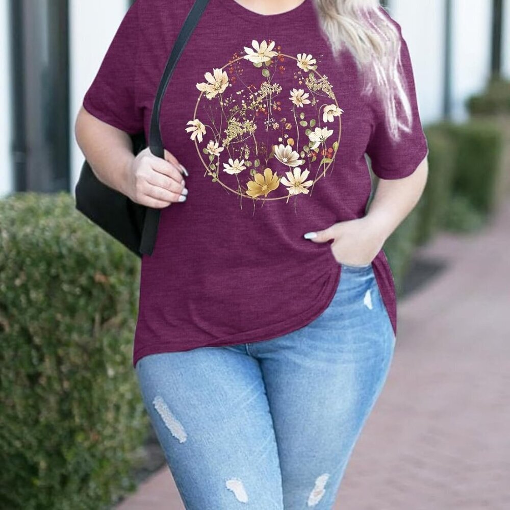 Plus Size Tshirts for Women Graphic Tees Summer Casual Tops Loose Cute Trendy Cl - Picture 4 of 5